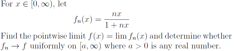 Solved For x E 10,00), let пх fn(x) = 1+na Find the | Chegg.com
