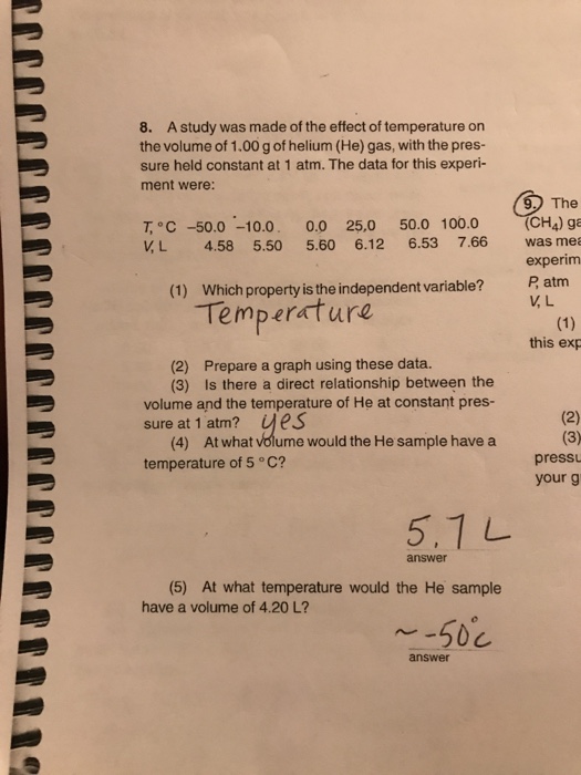 Solved A study was made of the effect of temperature on the | Chegg.com