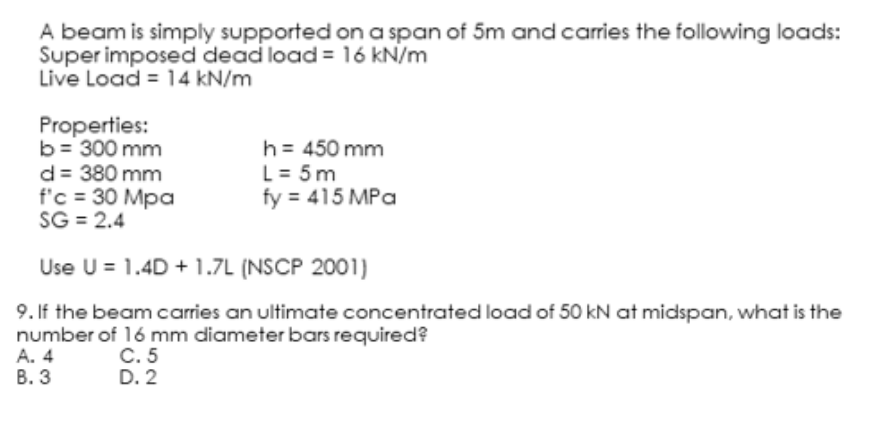 Solved A beam is simply supported on a span of 5m and | Chegg.com
