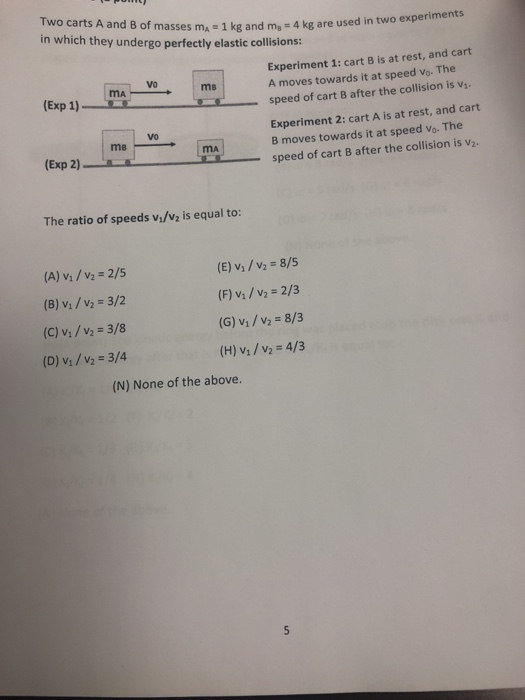 Solved Two Carts A And B Of Masses Ma In Which They Undergo | Chegg.com