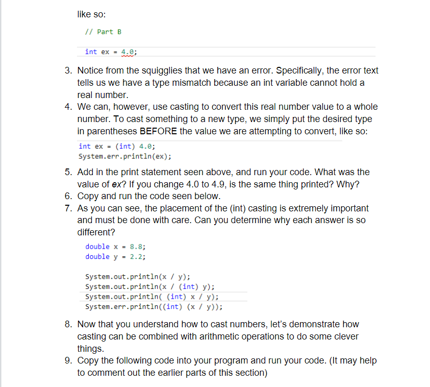 Solved Part A: Exploring More Primitive types 1. In Lab 1, | Chegg.com