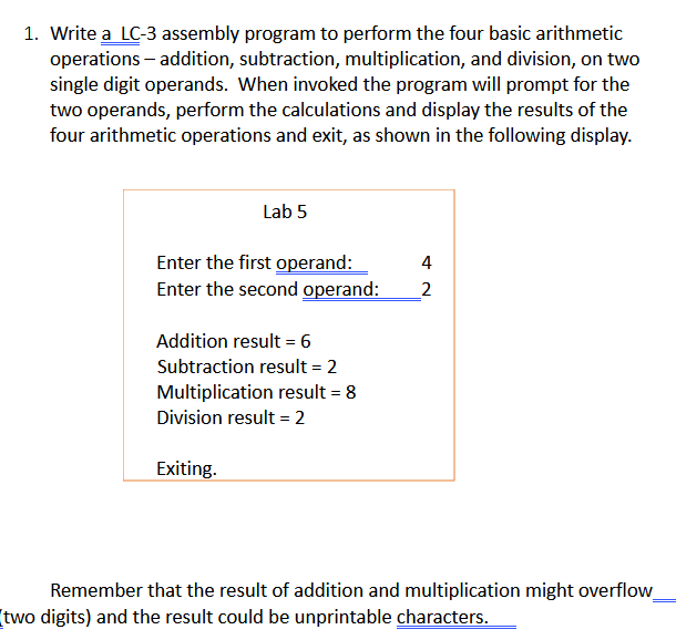 Solved AssemblyI already have working code for addition and | Chegg.com