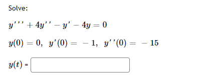 Solve: \[ \begin{array}{l} y^{\prime \prime \prime}+4 y^{\prime \prime}-y^{\prime}-4 y=0 \\ y(0)=0, y^{\prime}(0)=-1, y^{\pri