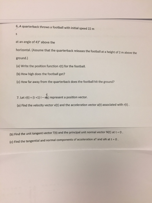 Solved A quarterback throws a football with Initial speed 22