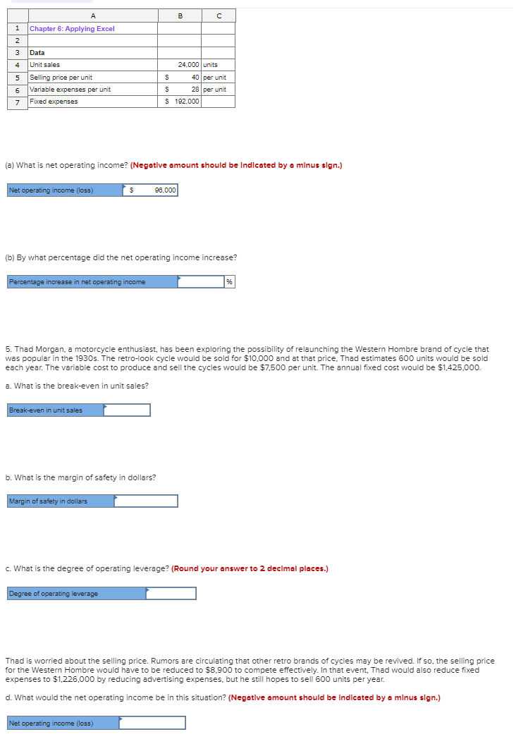 Solved (a) What Is Net Operating Income? (Negotlve Amount | Chegg.com