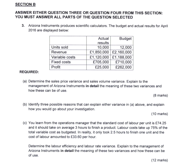 Solved SECTION B ANSWER EITHER QUESTION THREE OR QUESTION | Chegg.com