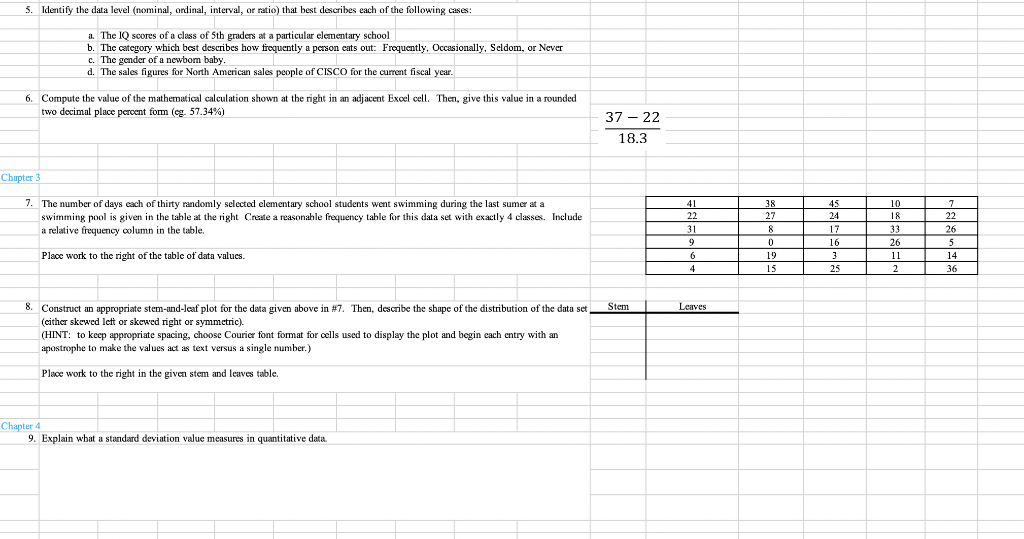 Solved 5. Identify the data level (nominal, ordinal,