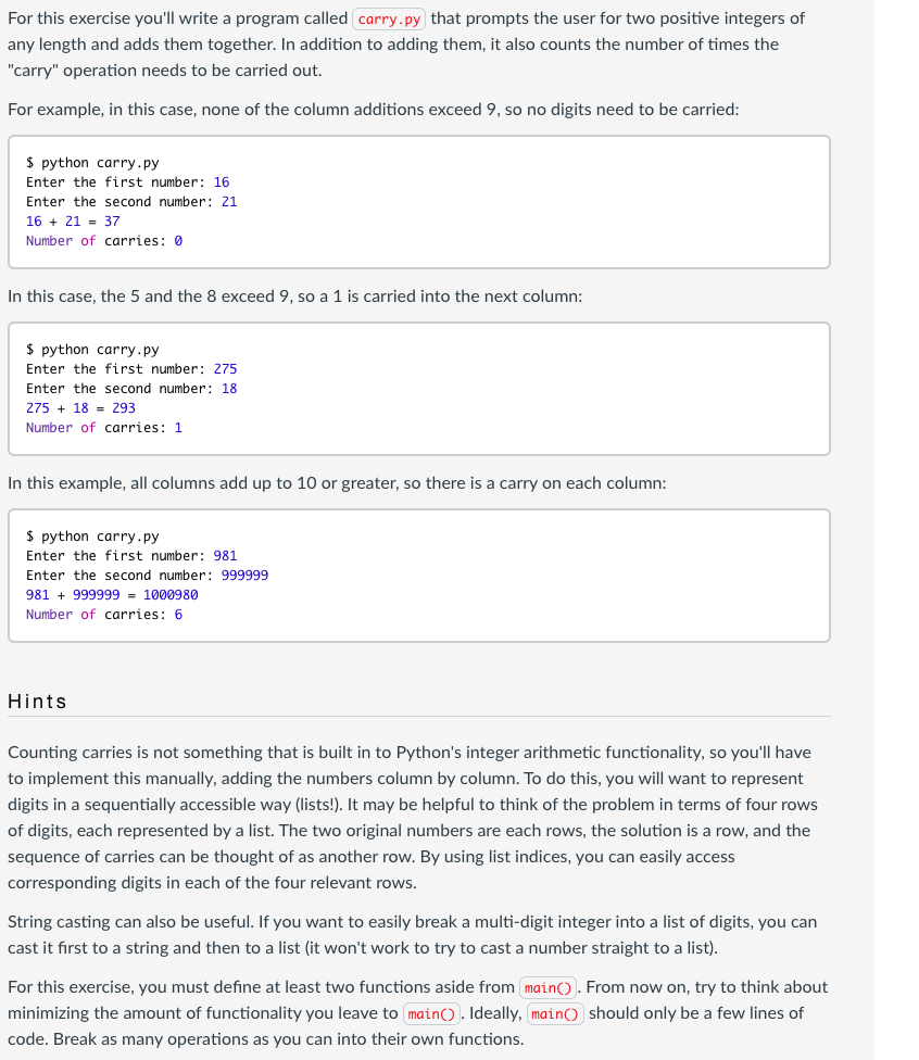 Solved For this exercise you'll write a program called | Chegg.com