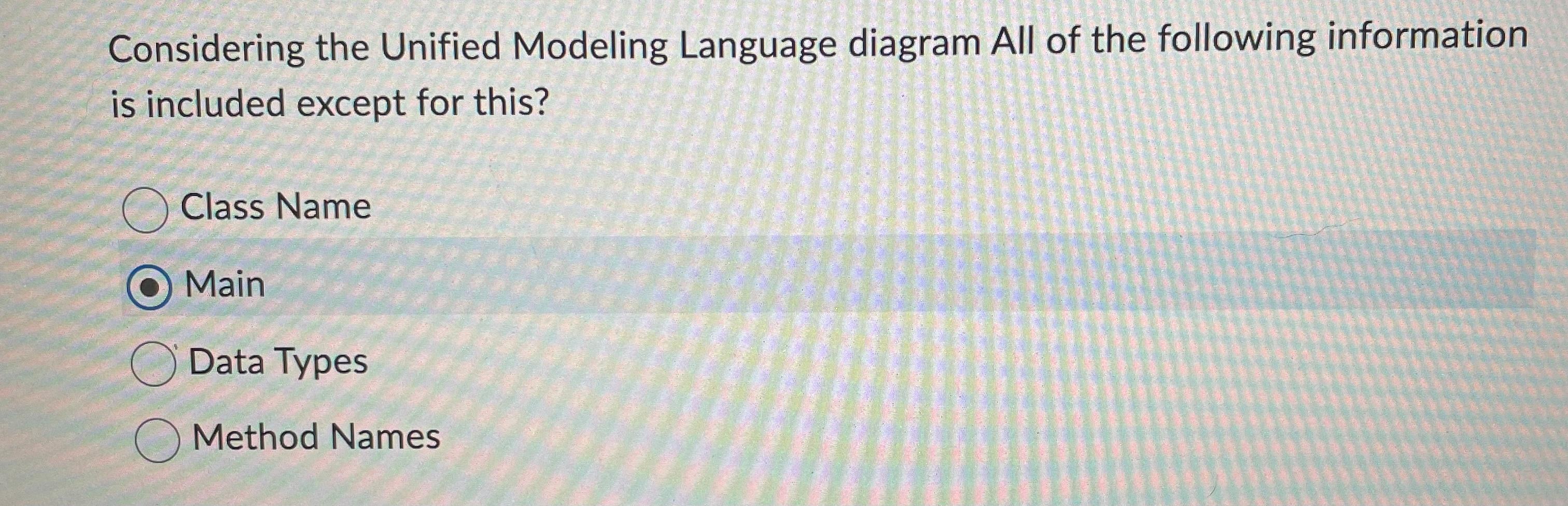 Solved Considering The Unified Modeling Language Diagram All | Chegg.com