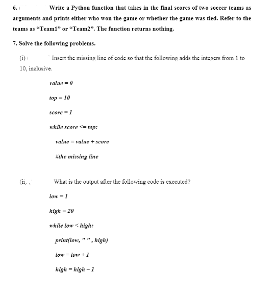 Solved 6. Write a Python function that takes in the final | Chegg.com