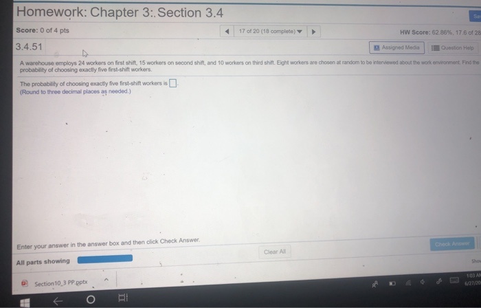 Solved 6P2 11 4 Homework Chapter 3 Section 3.4 Sar Scor...