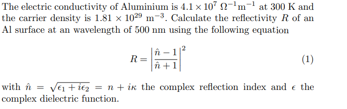 The Electric Conductivity Of Aluminium Is 4 1 X 10 Chegg Com