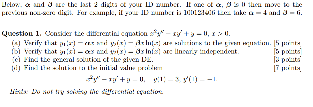 Solved Consider the differential equation x^2y'' - x'y' + y | Chegg.com