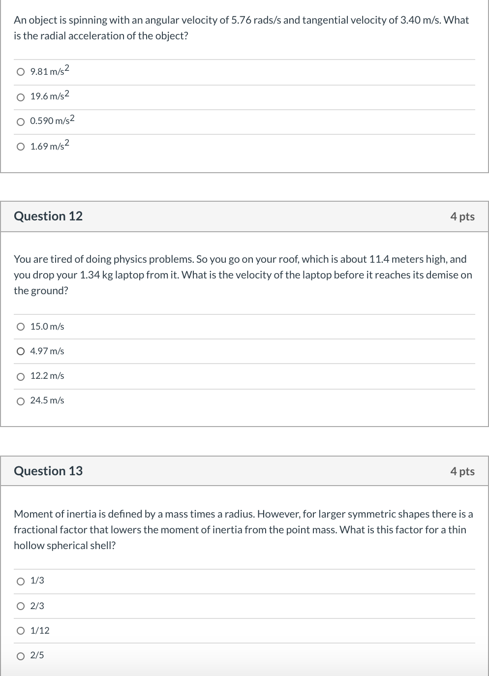 Solved An object is spinning with an angular velocity of | Chegg.com