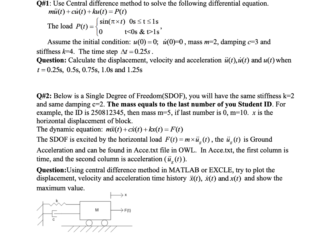 Q 1 Use Central Difference Method To Solve The Fo Chegg Com