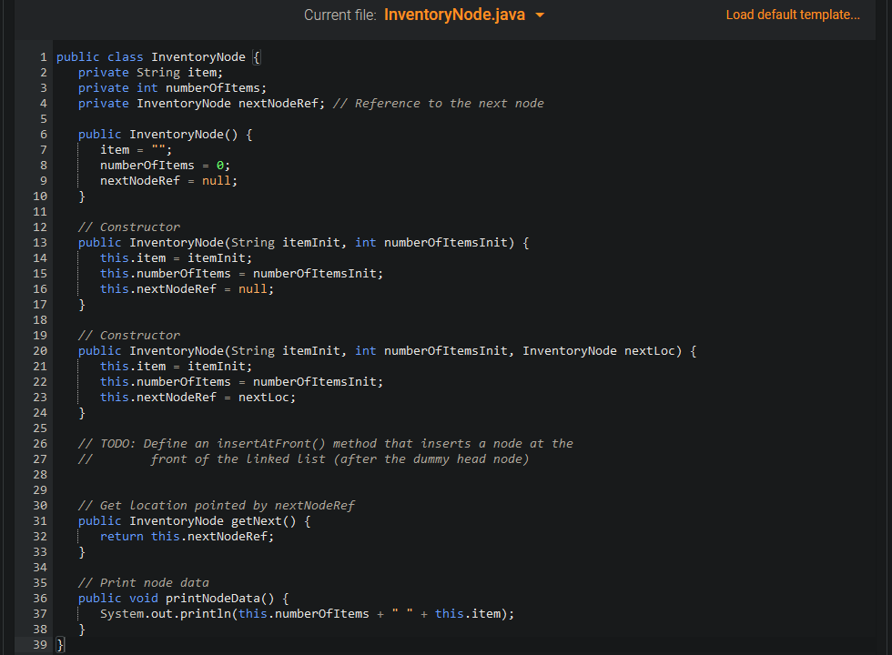 Solved 10.8 LAB: Inventory (linked lists: insert at the | Chegg.com