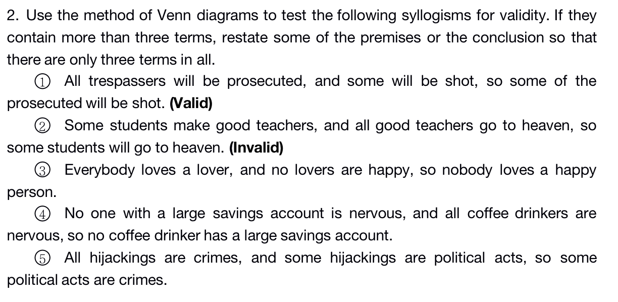 Solved For questions 3, 4, and 5. Are they Valid or Invalid? | Chegg.com