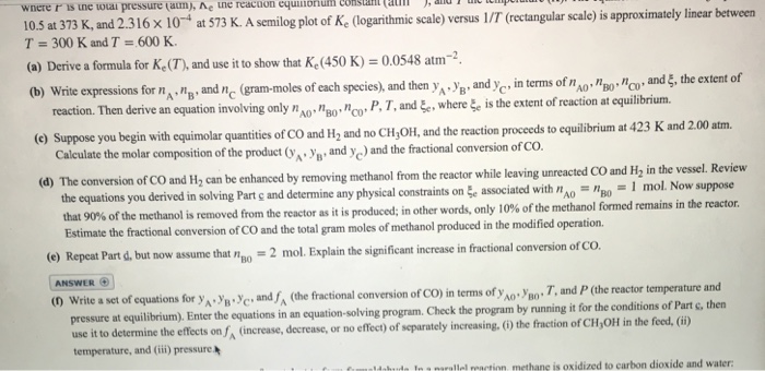 Solved 4.66 Methanol is formed from carbon monoxide and | Chegg.com