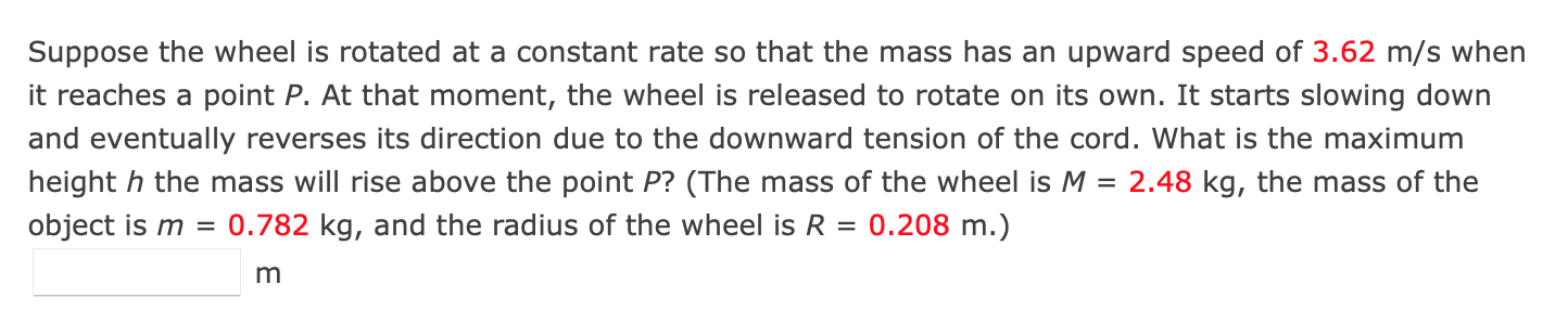 Solved M A wheel of radius R, mass M, and moment of inertia | Chegg.com