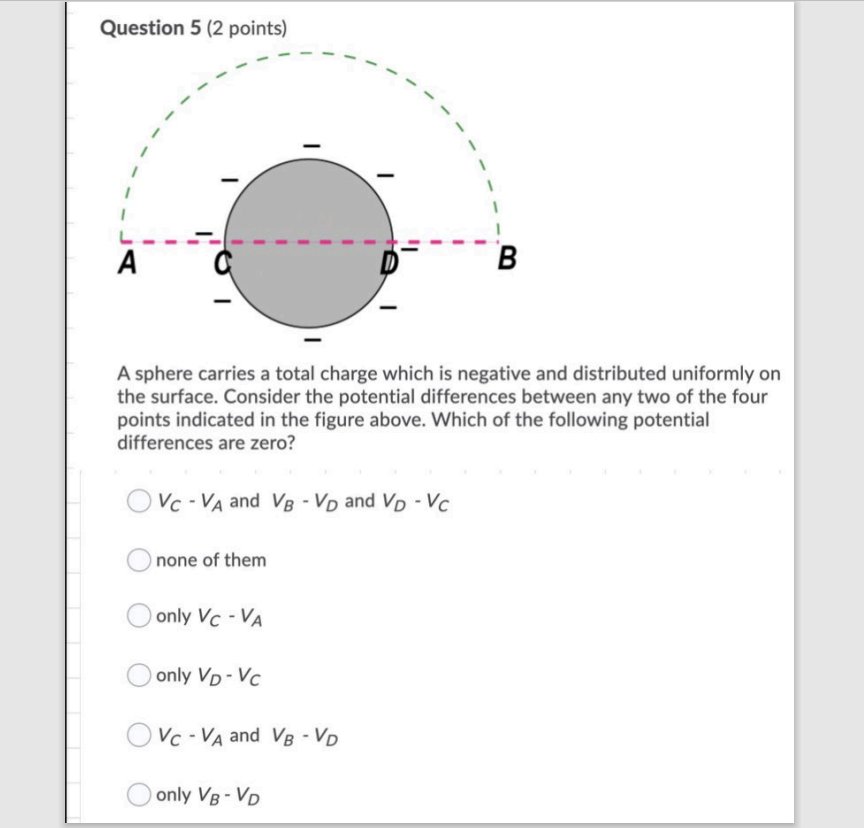 Solved Question 5 (2 Points) A A B A Sphere Carries A Total | Chegg.com