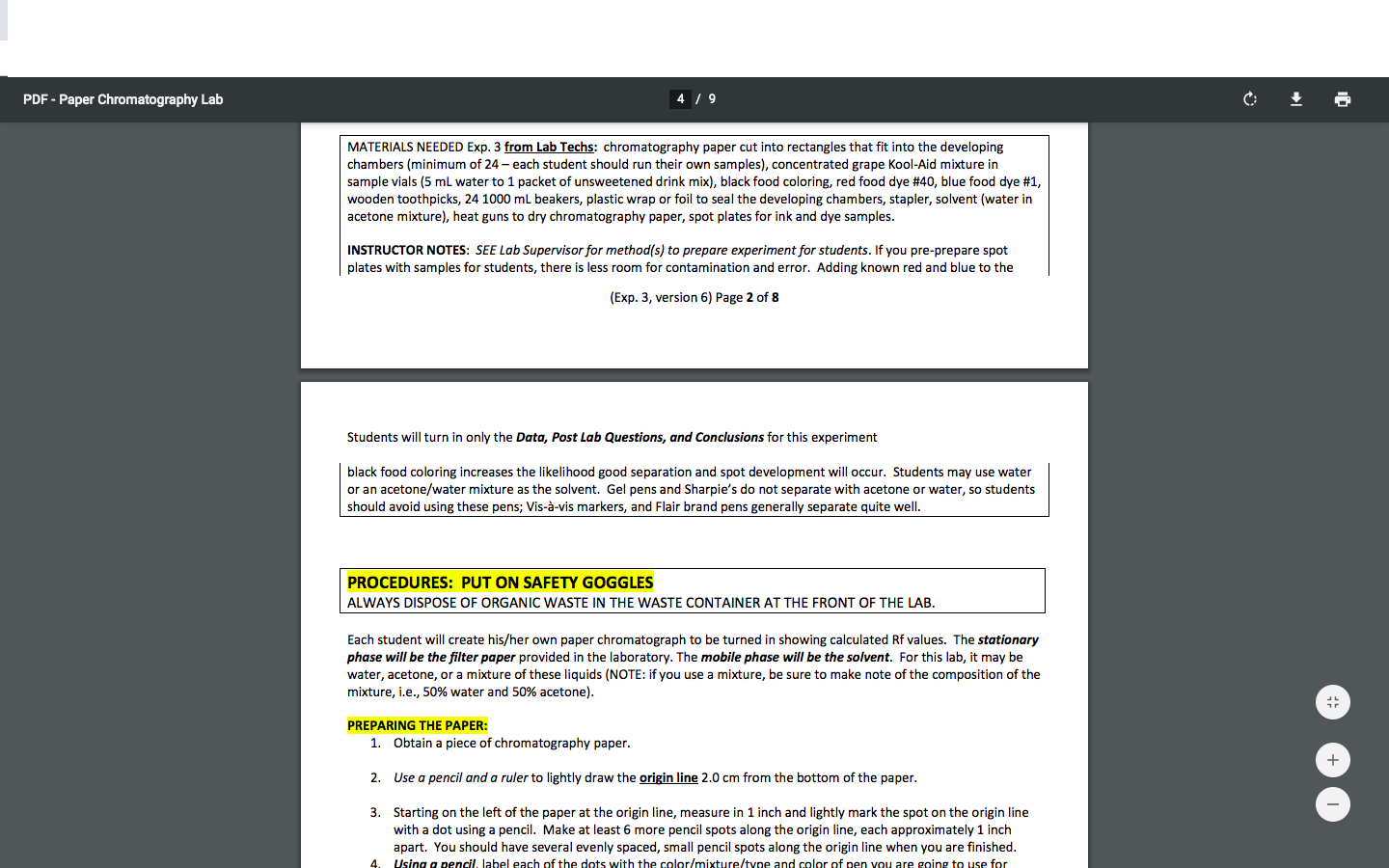 Solved PDF Paper Chromatography Lab 2 / 9 OVERVIEW OF