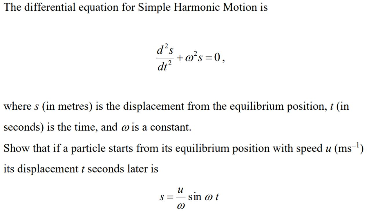 simple harmonic motion equations