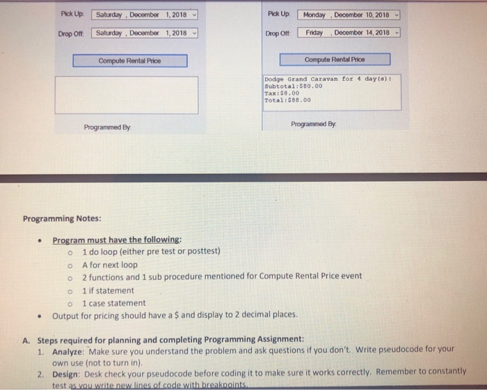 Use Visual Basic to write this program that allows | Chegg.com