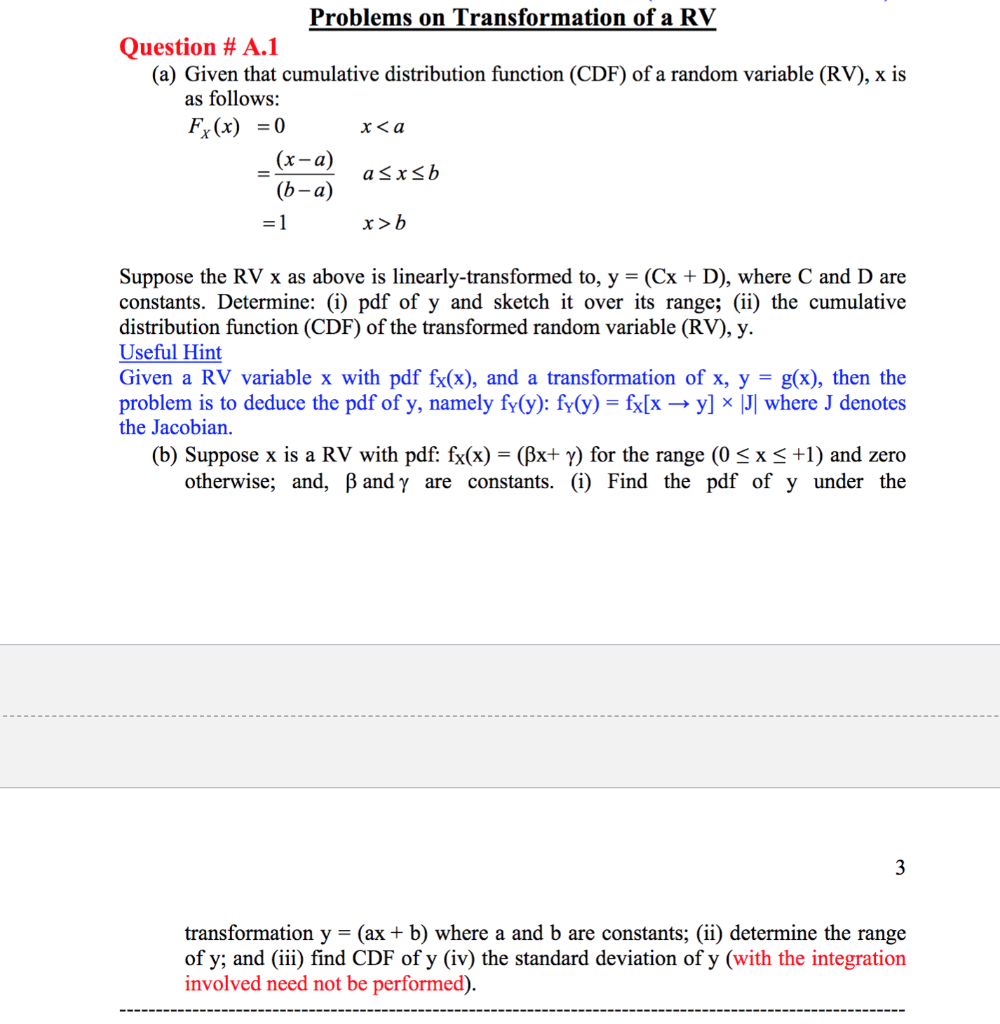 Solved Question A.2 For the RV, x the pdf fx(x) = (α +