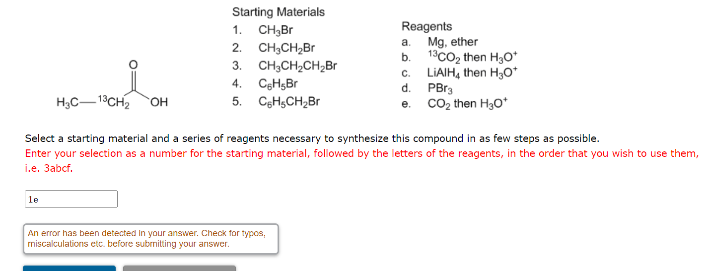 Solved Starting Materials 1 Ch3br Reagents 2 Ch3ch2br A 4772