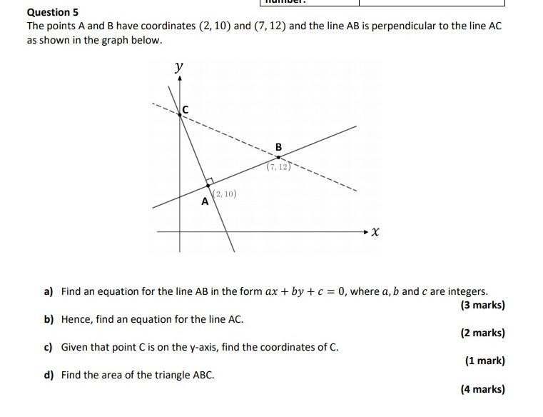 Solved Question 5 The points A and B have coordinates (2, | Chegg.com