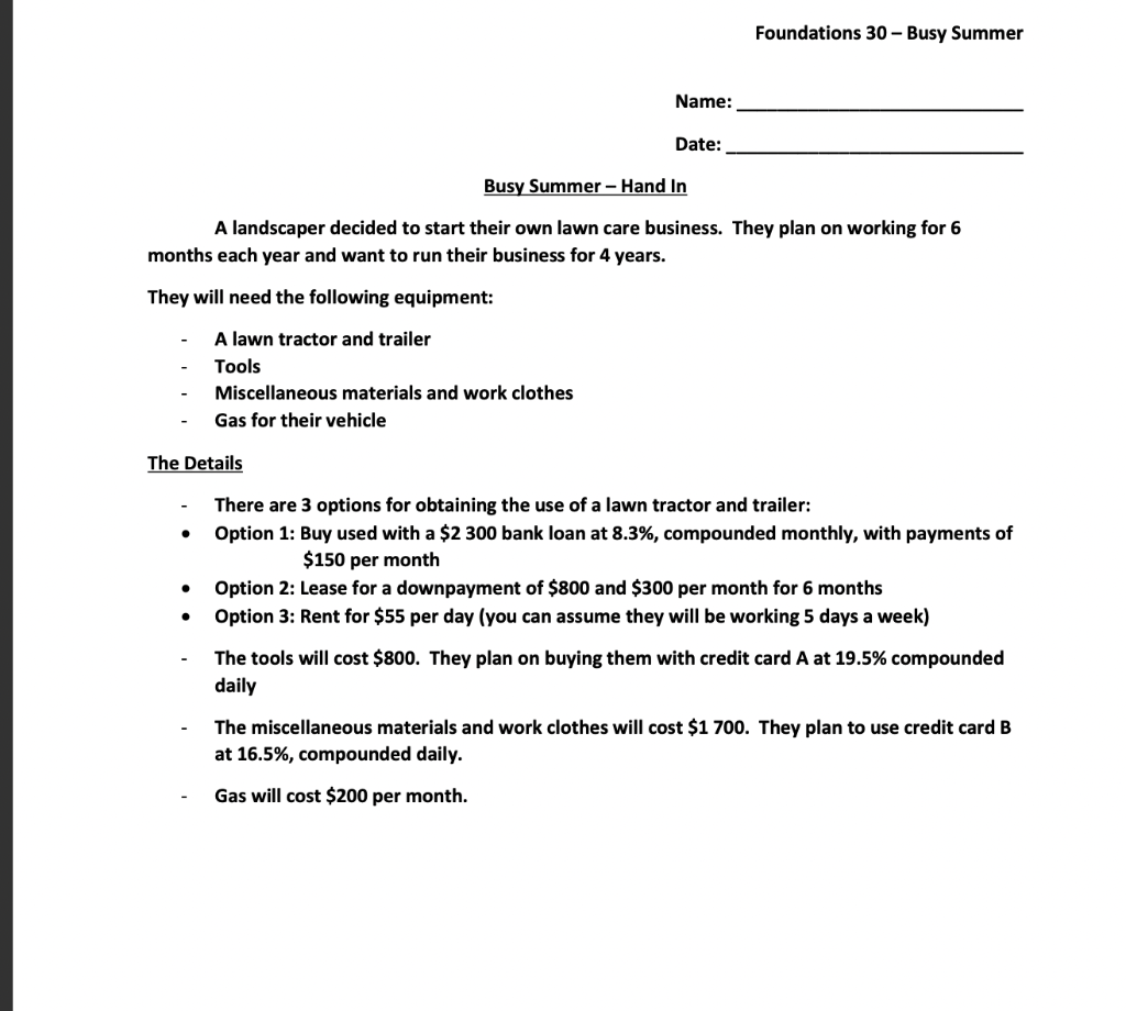 Solved Your Task: *Hint: you will want to use a spreadsheet | Chegg.com