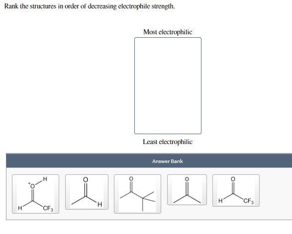 Rank The Following Structures In Order Of Decreasing Electrophile Strength