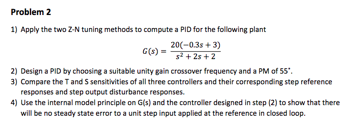 Solved Problem 2 1) Apply the two Z-N tuning methods to | Chegg.com