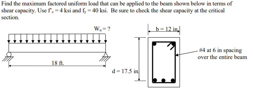 Solved Find the maximum factored uniform load that can be | Chegg.com