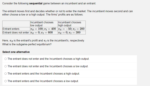 Solved Consider the following sequential game between an | Chegg.com