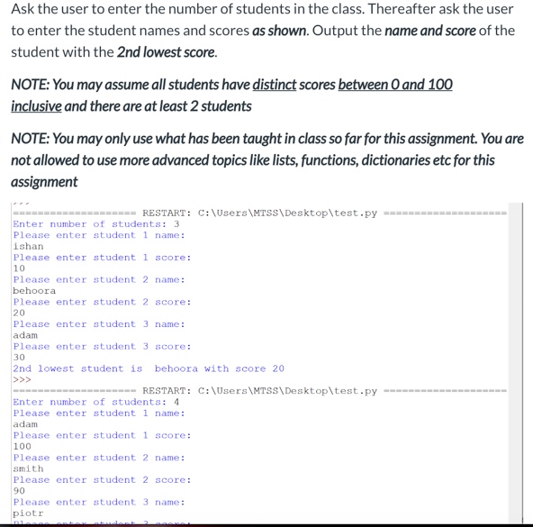 Solved Ask the user to enter the number of students in the | Chegg.com