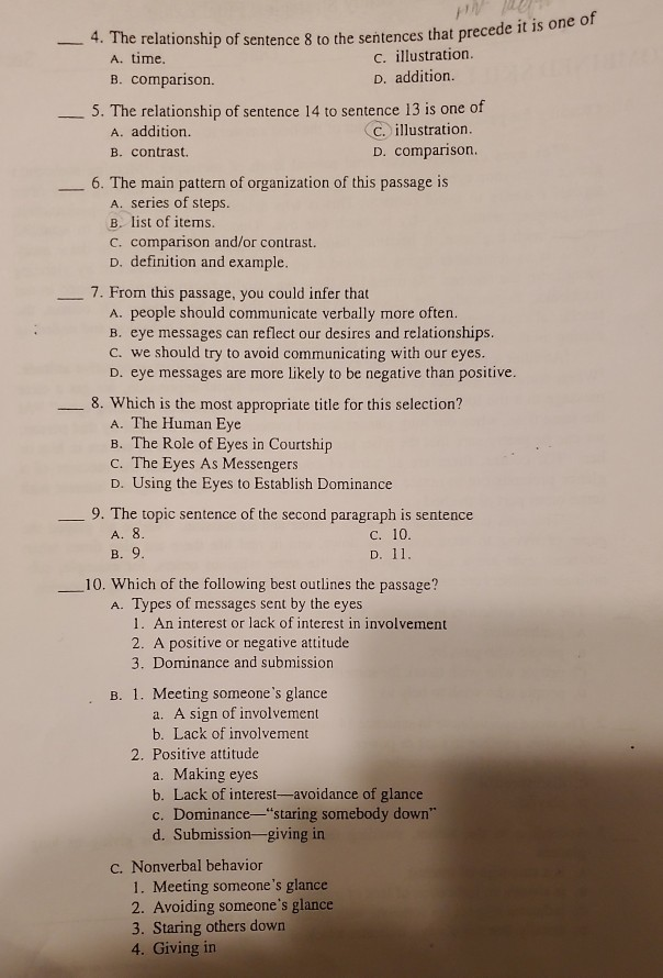 4 the relationship of sentence 8 to the sentences chegg