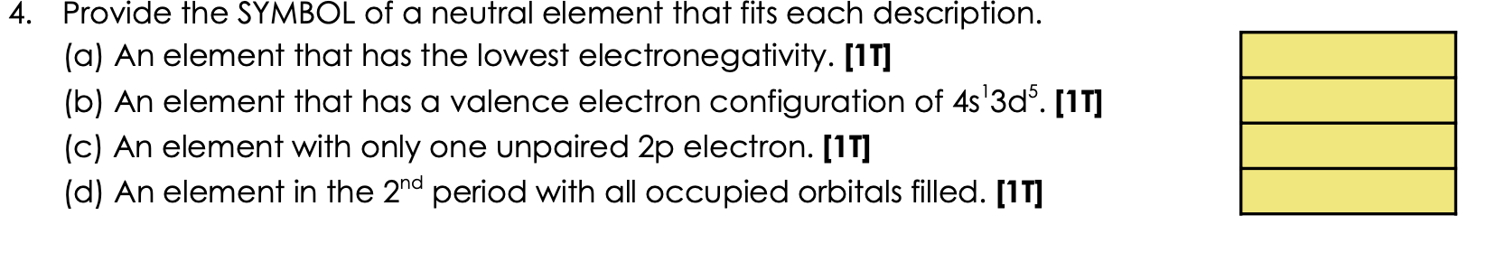 Solved Provide the SYMBOL of a neutral element that fits | Chegg.com