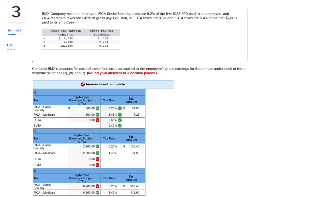 Solved BMX Company Has One Employee. FICA Social Security | Chegg.com ...