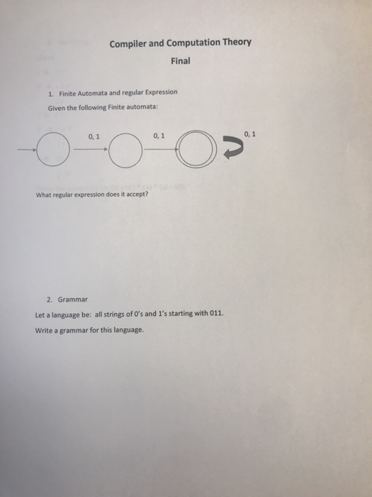 Solved Compiler And Computation Theory Final 1. Finite | Chegg.com