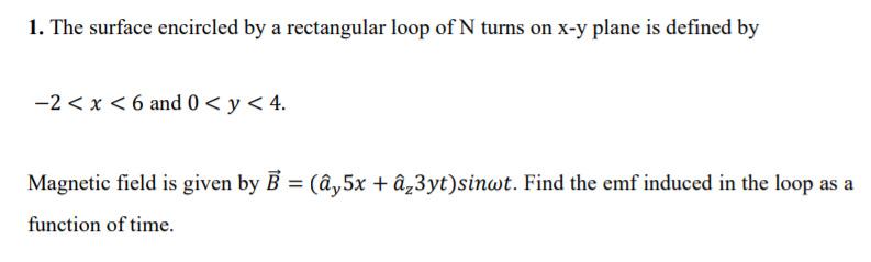 Solved 1. The surface encircled by a rectangular loop of N | Chegg.com