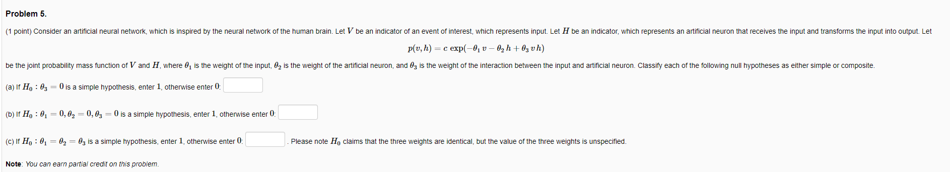 Solved Problem 5. (1 point) Consider an artificial neural | Chegg.com