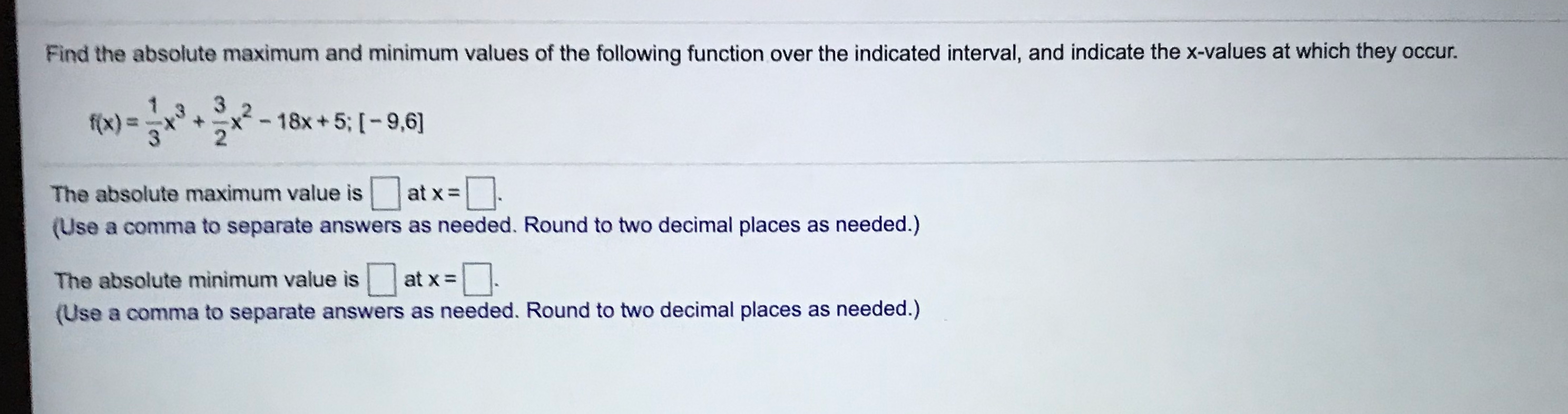 Solved Find the absolute maximum and minimum values of the | Chegg.com