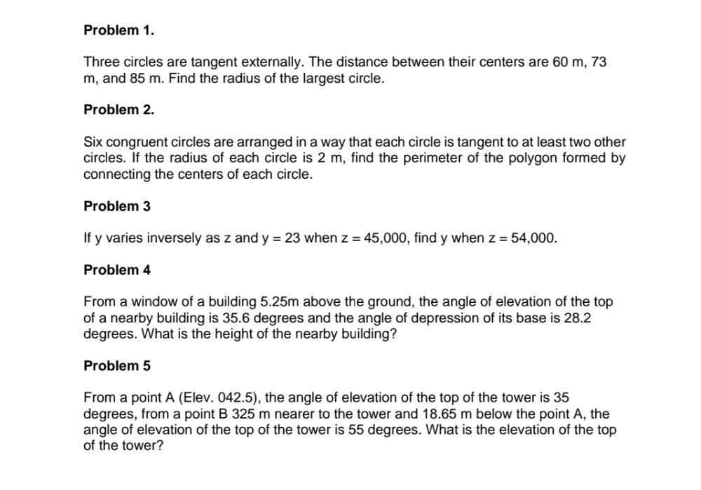 Solved Problem 1. Three circles are tangent externally. The | Chegg.com