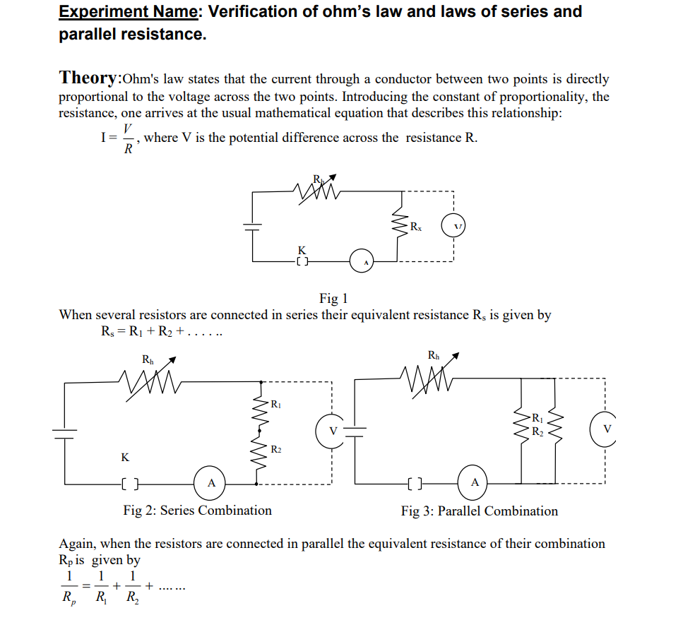 verification of ohm's law experiment with answers