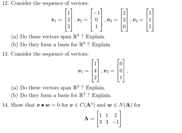 Solved 12. Consider the sequence of vectors: (a) Do these | Chegg.com