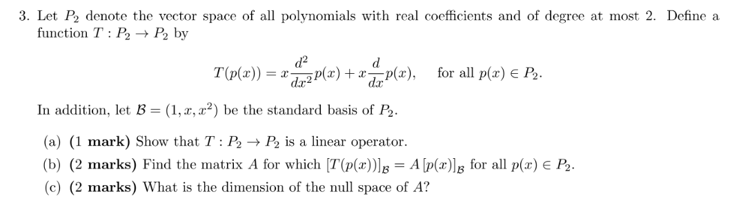 Solved Let P2 denote the vector space of all polynomials | Chegg.com