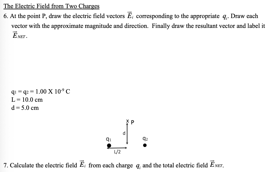 Solved The Electric Field from Two Charges 6. At the point | Chegg.com