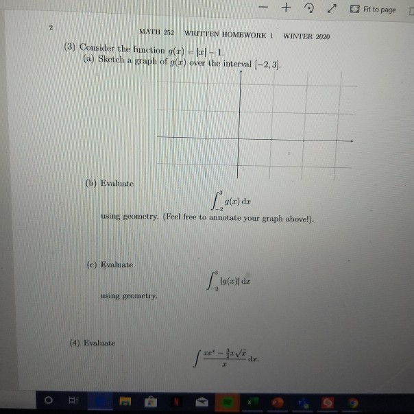 Solved - + Fit to page MATH 252 WRITTEN HOMEWORK 1 WINTER | Chegg.com