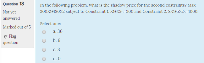Solved Question 18 In the following problem, what is the | Chegg.com